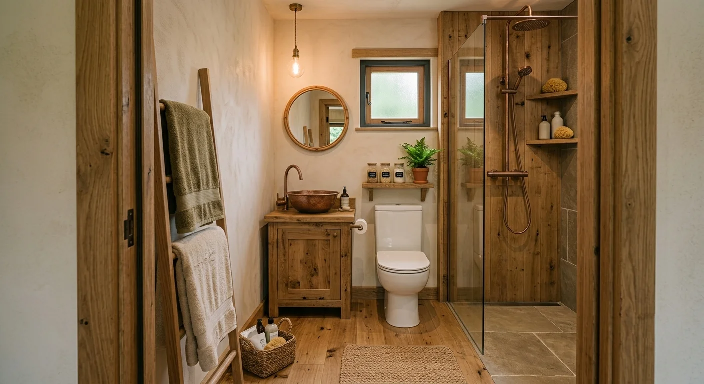 Chambre BnB — salle de bain bois